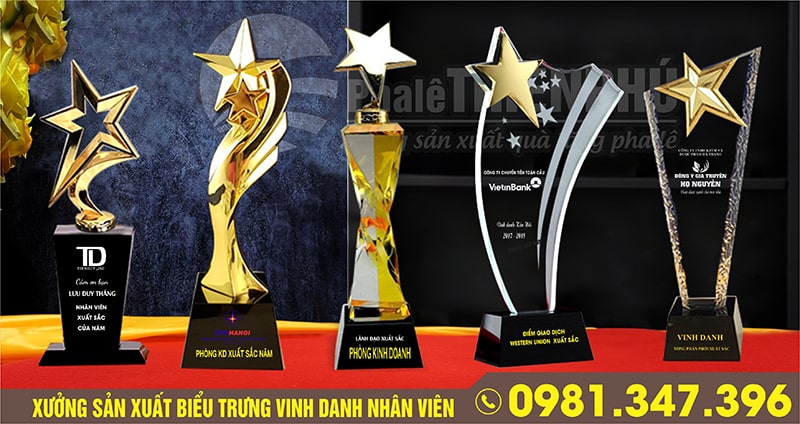 cúp vinh danh nhân viên xuất sắc