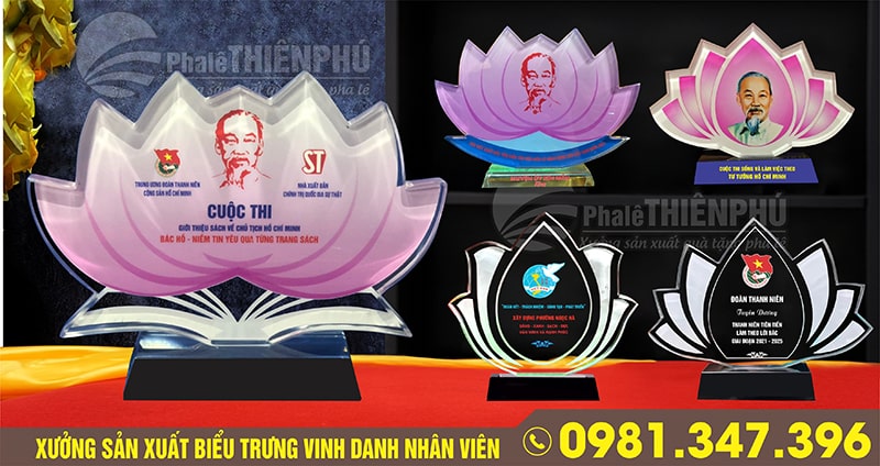 quà tặng pha lê hình hoa sen