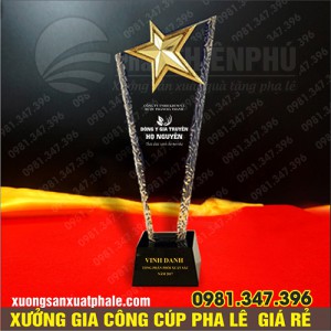 Cúp pha lê dẹt gắn sao