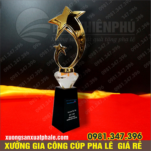 Cúp pha lê ngôi sao đồng đôi cao